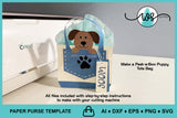Dog Lover Paper Purse SVG Template, Puppy Gift Box