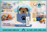 Dog Lover Paper Purse SVG Template, Puppy Gift Box