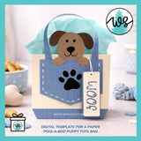 Dog Lover Paper Purse SVG Template, Puppy Gift Box