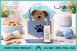 Dog Lover Paper Purse SVG Template, Puppy Gift Box
