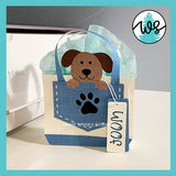 3D Paper Purse Template Kit, Peek-a-Boo Puppy Tote Bag
