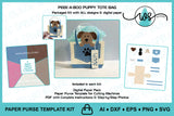 3D Paper Purse Template Kit, Peek-a-Boo Puppy Tote Bag