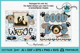 Dog Scrapbook Page SVG: Puppy Photo Frames, Woof & Good Dog (Digital Kit)