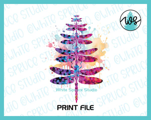 Printable Dragonfly Tree Splatter
