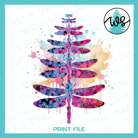 Printable Dragonfly Tree Splatter