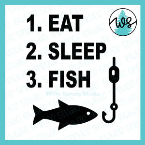 SVG Fishing Logo, Eat Sleep Fish