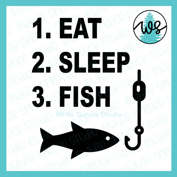 SVG Fishing Logo, Eat Sleep Fish