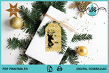Printable Editable Snowflake Deer Christmas Gift Tag