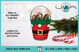 Elf Basket Treat Box SVG Template, 3D Christmas Paper Gift Box