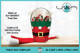 Elf Basket Treat Box SVG Template, 3D Christmas Paper Gift Box