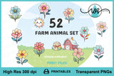 Baby Farm Animals Clipart Bundle Nursery Invitation PNG Printables