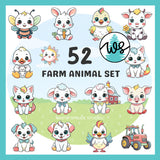 Baby Farm Animals Clipart Bundle Nursery Invitation PNG Printables