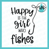 Happy Girl Woman Fishing Outdoor SVG (Cut File)