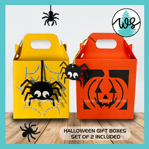 3D SVG Treat Box Halloween Pumpkin Spider Gift Box SVG Set