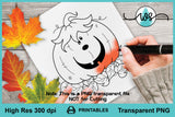 Happy Pumpkin Digi Stamp, Funny Pumpkin, Autumn Fall Colouring