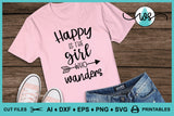 Happy Girl Wanders Hiking SVG: Outdoor Arrow Silhouette (Cut File)