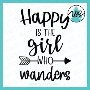 Happy Girl Wanders Hiking SVG: Outdoor Arrow Silhouette (Cut File)