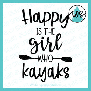 Happy Girl Woman Kayaking Outdoor SVG (Cut File)