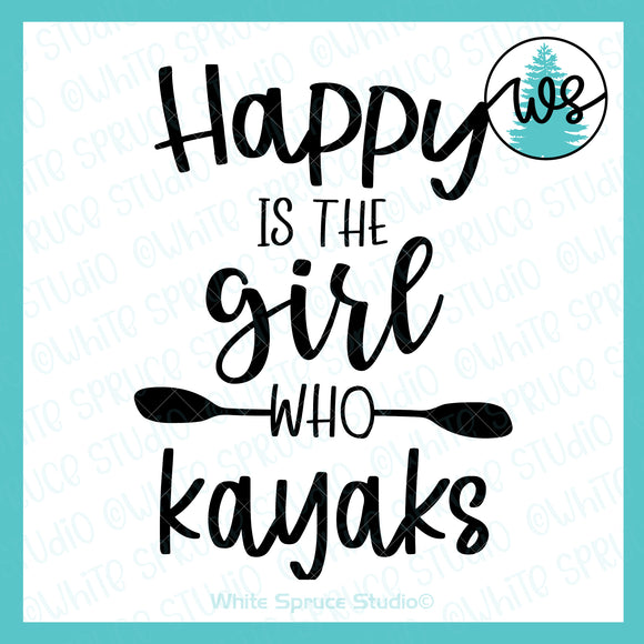 Happy Girl Woman Kayaking Outdoor SVG (Cut File)