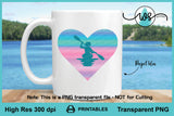 Printable Kayak Woman Ombre Heart