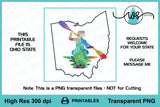 Printable Kayak Woman Ohio State Outline