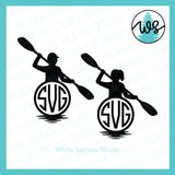 SVG Kayak Logo Monogram, Man Woman Open Circle