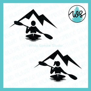SVG Kayak Logo, Mountains Man Woman