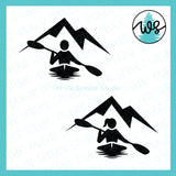 SVG Kayak Logo, Mountains Man Woman