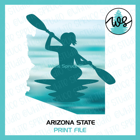 Printable Kayak Woman Arizona