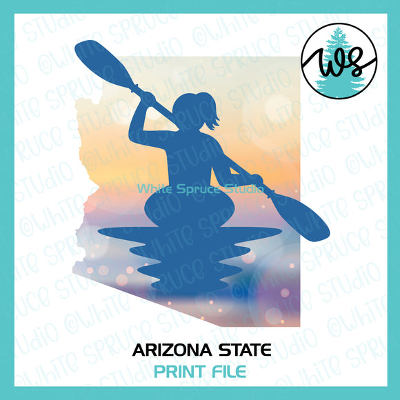 Printable Kayak Woman Arizona State