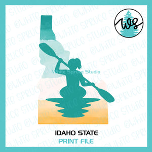 Printable Kayak Woman Idaho State