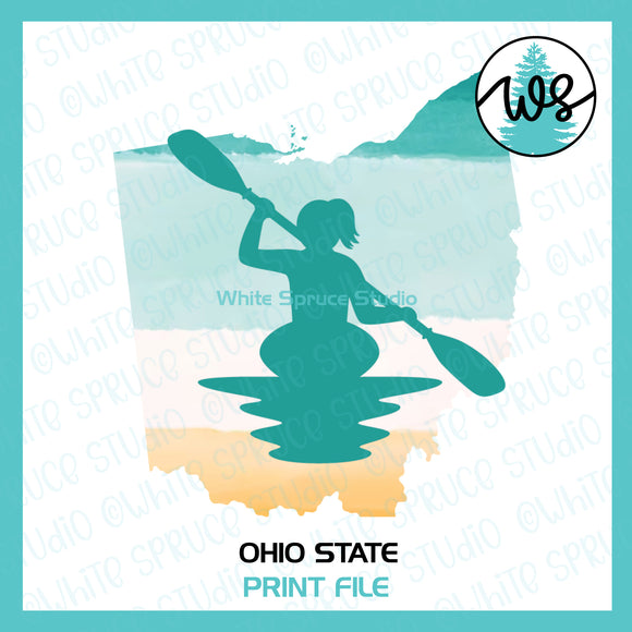 Printable Kayak Woman Ohio State