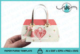 Key to My Heart Purse Template Gift Box | Valentine Favor Bag