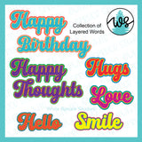 Layered Words SVG: Happy Birthday, Love, Smile (Digital Download)