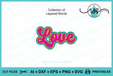 Layered Words SVG: Happy Birthday, Love, Smile (Digital Download)