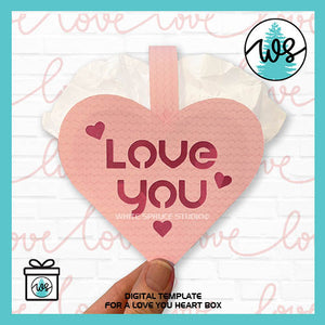 3D Paper Gift Box Template LOVE You Valentine Heart Box