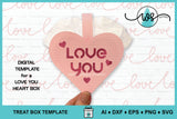 3D Paper Gift Box Template LOVE You Valentine Heart Box