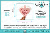 3D Paper Gift Box Template LOVE You Valentine Heart Box