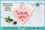 3D Paper Gift Box Template LOVE You Valentine Heart Box