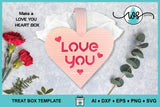 3D Paper Gift Box Template LOVE You Valentine Heart Box