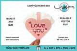 3D Paper Gift Box Template LOVE You Valentine Heart Box