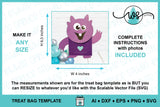Monster Gift Bag Party Favor Halloween Valentine Template