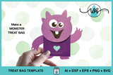 Monster Gift Bag Party Favor Halloween Valentine Template