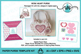 3D Paper Purse Template Kit, Rose Heart Design