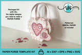 3D Paper Purse Template Kit, Rose Heart Design