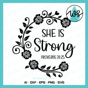 SVG Inspirational Logo, She is Strong