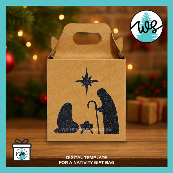 Nativity Treat Box SVG: 3D Christmas Paper Gift Box with Nativity