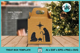 Nativity Treat Box SVG: 3D Christmas Paper Gift Box with Nativity