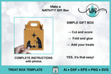 Nativity Treat Box SVG: 3D Christmas Paper Gift Box with Nativity