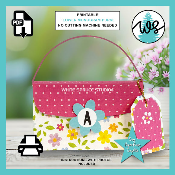 Printable Flower Monogram Paper Purse